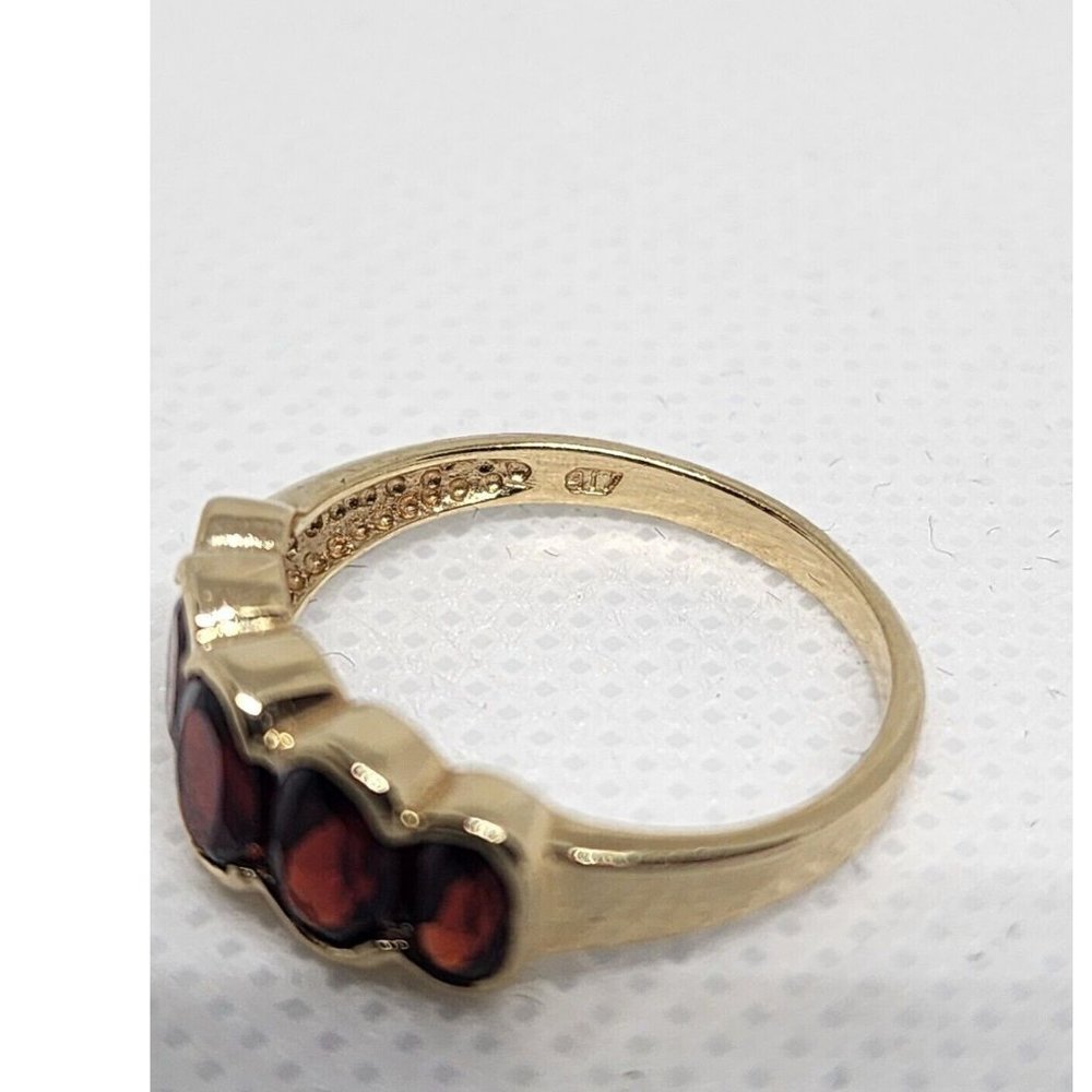 10K 417 YELLOW GOLD & GARNET RING MW SIZE 6 - Picture 4 of 9